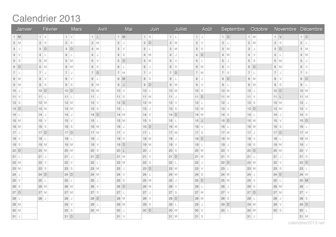 modele planning mensuel 2013